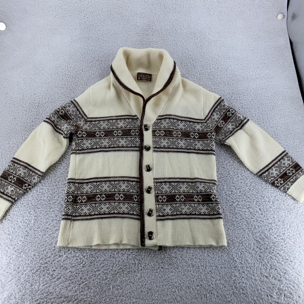 Vintage 70s Claude by Brentwood Shawl Collar Starsky Cardigan Sweater Mens M